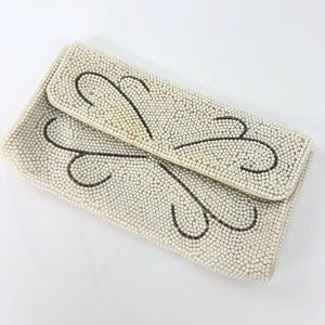Vtg Emson White Beaded Evening Clutch – Japan